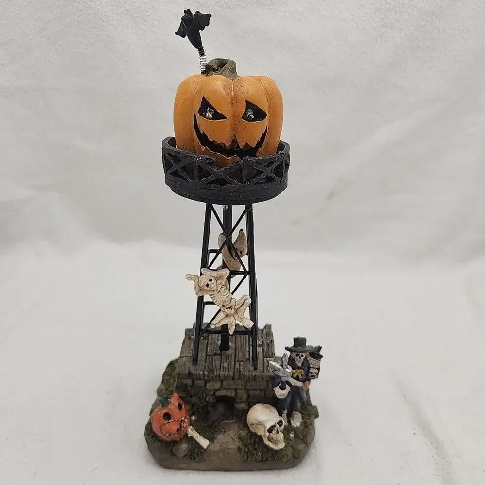 House Pumpkin Water Tower LED Spooky Jack-o'-Lantern Halloween FG Square